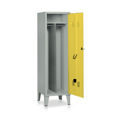 Locker with 1 compartment with partition mm. 515Lx500Dx1800H. Grey-yellow.