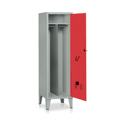 Locker with 1 compartment with partition mm. 515Lx500Dx1800H. Grey/red.