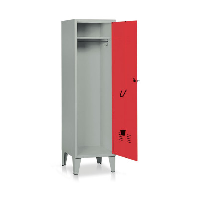Locker 1 compartment mm. 515Lx500Dx1800H. Grey/red.