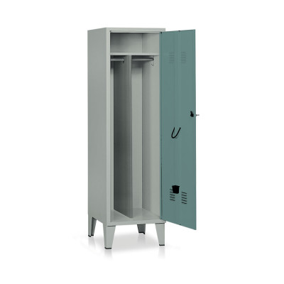 Locker with 1 compartment with partition mm. 515Lx500Dx1800H. Grey/dark green.