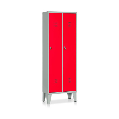 Locker 2 compartments mm. 610Lx330Dx1800H. Grey/red.