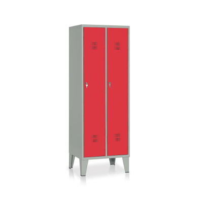 E512GR Locker 2 compartments mm. 610Lx500Dx1800H. Grey/red.
