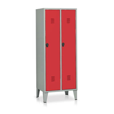 E342GR Locker 2 compartments mm. 690Lx500Dx1800H. Grey/red.