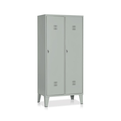 Locker 2 compartments with partition and shoe rack mm. 810Lx500Dx1800H. Grey.