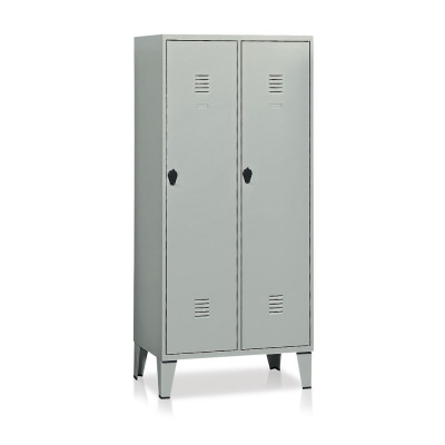 E332 Locker with 2 compartments with partition mm. 810Lx500Dx1800H. Grey.