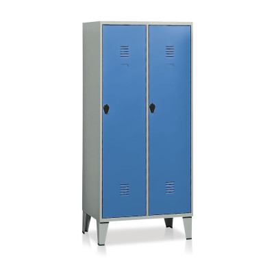 Locker with 2 compartments with partition mm. 810Lx500Dx1800H. Grey/blue.