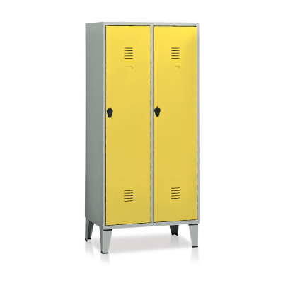Locker with 2 compartments with partition mm. 810Lx500Dx1800H. Grey/yellow.