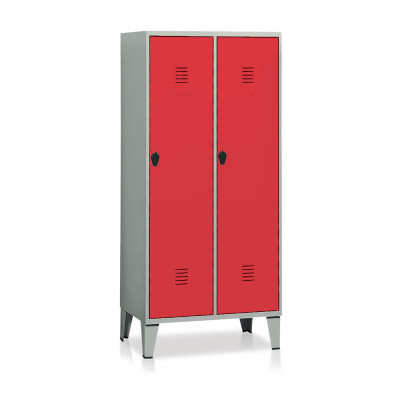 E332GR Locker with 2 compartments with partition mm. 810Lx500Dx1800H. Grey/red.