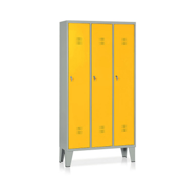 E504GG Locker 3 compartments mm. 905Lx330Dx1800H. Grey/yellow.