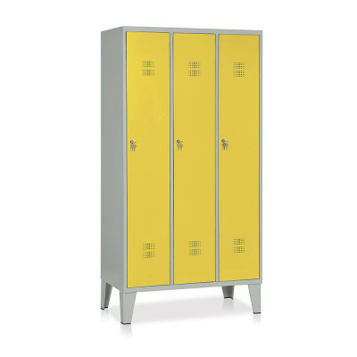 E514GG Locker 3 compartments mm. 905Lx500Dx1800H. Grey/yellow.