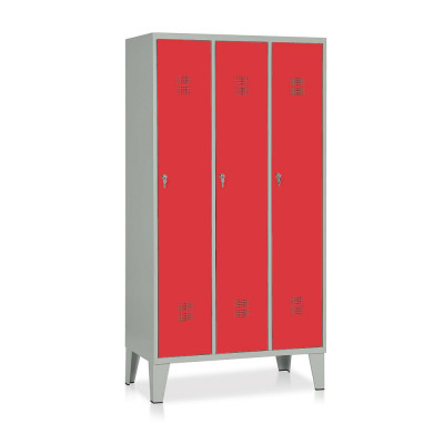 E514GR Locker 3 compartments mm. 905Lx500Dx1800H. Grey/red.
