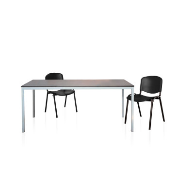 T102AW Canteen table mm. 800Lx800Dx755H. Aluminium/wenge.