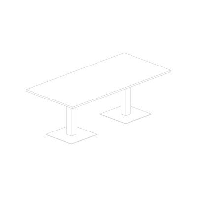 D5404X/BD Rectangular meeting table in melamine with bases. Sizes: 2100Lx1000Dx745H mm.