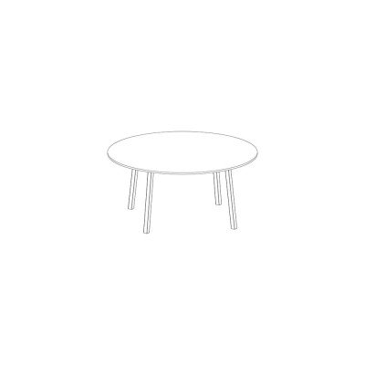 D6004B Round meeting table with V legs. Top in white melamine and structure in white painted steel. Sizes: mm 1200Lx1200Dx740H.