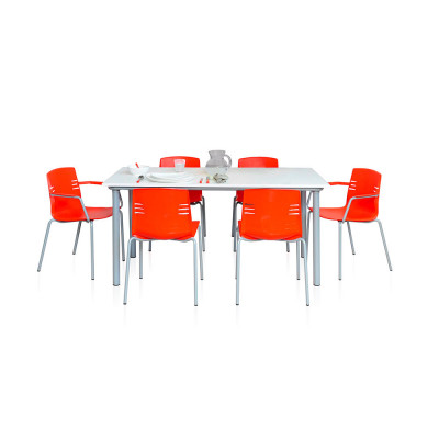 Canteen table mm. 1200Lx800Dx755H. Aluminium/white.