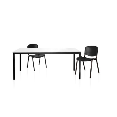 T107NB Canteen table mm. 1200Lx800Dx755H. Black/white.