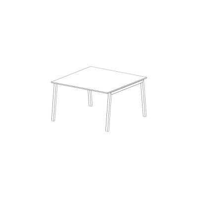 D6000B Square meeting table with V legs. Top in white melamine. Sizes: mm 1250Lx1250Dx740H.