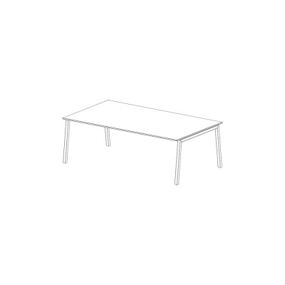 D6002B Rectangular meeting table with V legs. Top in white melamine. Sizes: mm 2200Lx1250Dx740H.