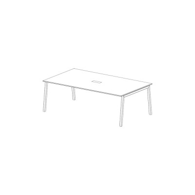 D6002F/B Rectangular meeting table with V legs. Top in white melamine. Sizes: mm 2200Lx1250Dx740H.