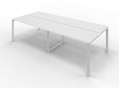 Rectangular meeting table U legs with opposing tops. Sizes: mm 3200Lx1640Dx745H.