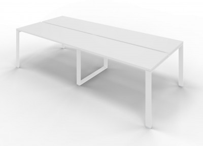 Rectangular meeting table U legs with opposing tops. Sizes: mm 3200Lx1640Dx745H.