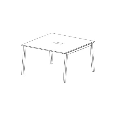 Tavolo quadrato + top access mm 1250. Bi/Rovere