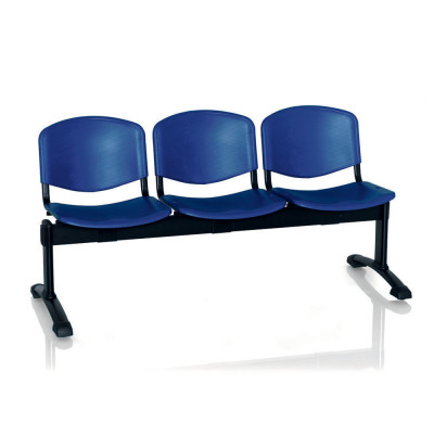 3-seater frame. Seat and back in blue polypropylene, black structure.