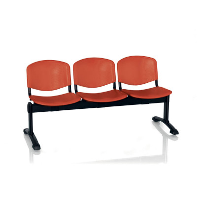 3-seater frame. Seat and back in red polypropylene, black structure.
