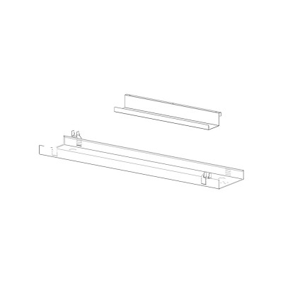Cable tray for opposed desks of mm 1600 Vaniglia series in white metal height adjustable. Sizes: mm 1400Lx340Dx125/168H.