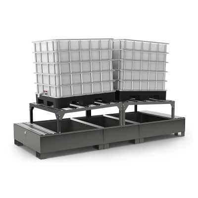 Vasca per 2 cisternette supporti inclinati. Grigio